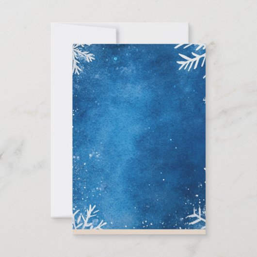 Witte sneeuwvlokken Blauw 1 Nieuwjaarsfeest Kaart (Achterkant)