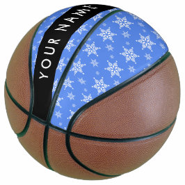 Witte sneeuwvlokken, Blauw, Jouw naam, Personalise Basketbal