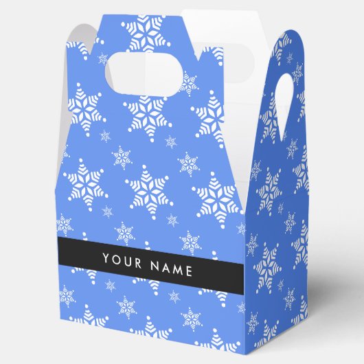 Witte sneeuwvlokken, Blauw, Jouw naam, Personalise Bedankdoosjes (Geopend)