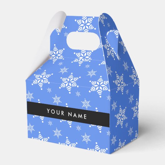 Witte sneeuwvlokken, Blauw, Jouw naam, Personalise Bedankdoosjes (Voorkant Zijde)