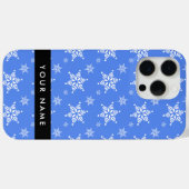 Witte sneeuwvlokken, Blauw, Jouw naam, Personalise Case-Mate iPhone Case (Achterkant (horizontaal))