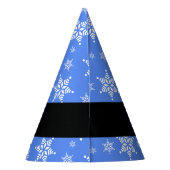 Witte sneeuwvlokken, Blauw, Jouw naam, Personalise Feesthoedjes (Achterkant)