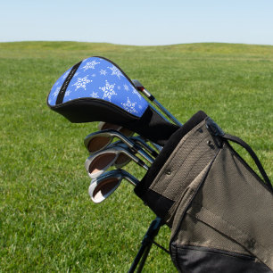 Witte sneeuwvlokken, Blauw, Jouw naam, Personalise Golfheadcover