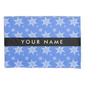 Witte sneeuwvlokken, Blauw, Jouw naam, Personalise Kussensloop (Voorkant)