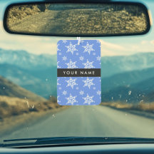 Witte sneeuwvlokken, Blauw, Jouw naam, Personalise