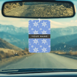 Witte sneeuwvlokken, Blauw, Jouw naam, Personalise Luchtverfrisser