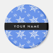 Witte sneeuwvlokken, Blauw, Jouw naam, Personalise Magneet (Voorkant)