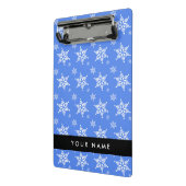 Witte sneeuwvlokken, Blauw, Jouw naam, Personalise Mini Klembord (Angled2)