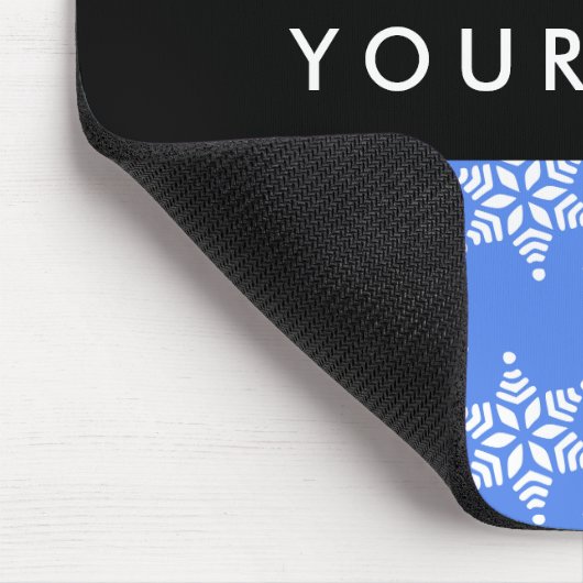Witte sneeuwvlokken, Blauw, Jouw naam, Personalise Muismat (Hoek)