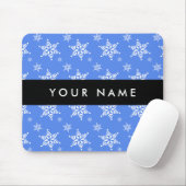 Witte sneeuwvlokken, Blauw, Jouw naam, Personalise Muismat (Met muis)