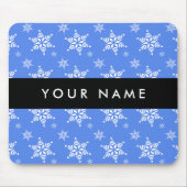 Witte sneeuwvlokken, Blauw, Jouw naam, Personalise Muismat (Voorkant)