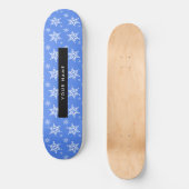 Witte sneeuwvlokken, Blauw, Jouw naam, Personalise Persoonlijk Skateboard (Voorkant)