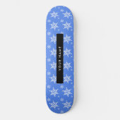 Witte sneeuwvlokken, Blauw, Jouw naam, Personalise Persoonlijk Skateboard (Voorkant)