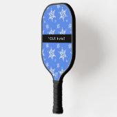 Witte sneeuwvlokken, Blauw, Jouw naam, Personalise Pickleball Paddle (Links)