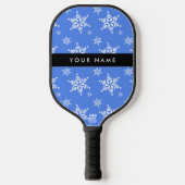Witte sneeuwvlokken, Blauw, Jouw naam, Personalise Pickleball Paddle (Voorkant)