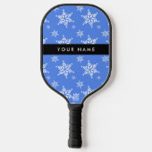 Witte sneeuwvlokken, Blauw, Jouw naam, Personalise Pickleball Paddle (Achterkant)