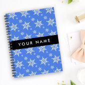 Witte sneeuwvlokken, Blauw, Jouw naam, Personalise Planner
