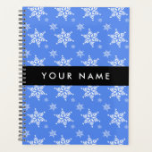 Witte sneeuwvlokken, Blauw, Jouw naam, Personalise Planner (Voorkant)