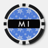 Witte sneeuwvlokken, Blauw, Jouw naam, Personalise Poker Chips (Voorkant)