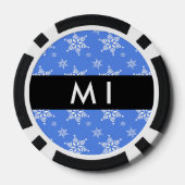 Witte sneeuwvlokken, Blauw, Jouw naam, Personalise Poker Chips (Achterkant)