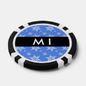 Witte sneeuwvlokken, Blauw, Jouw naam, Personalise Poker Chips (Enkel)