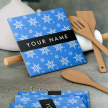 Witte sneeuwvlokken, Blauw, Jouw naam, Personalise