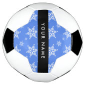 Witte sneeuwvlokken, Blauw, Jouw naam, Personalise Voetbal (Gedraaid)