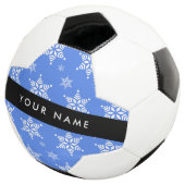 Witte sneeuwvlokken, Blauw, Jouw naam, Personalise Voetbal (Drie kwart)