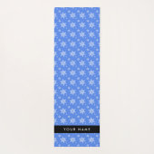 Witte sneeuwvlokken, Blauw, Jouw naam, Personalise Yogamat (Achterkant)