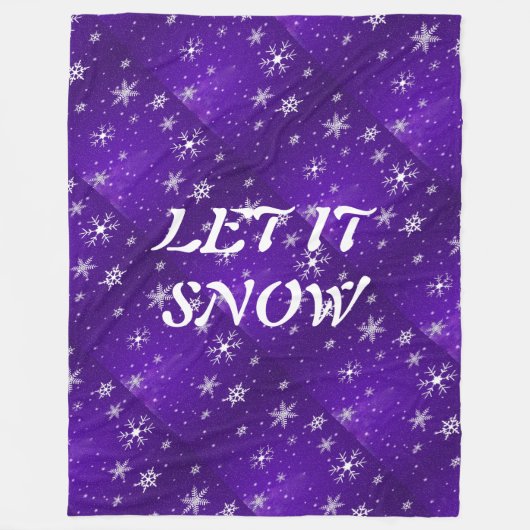 Witte Sneeuwvlokken Blauw-Paarse Backgd Fleece Dek (Voorkant)