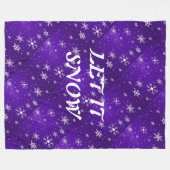 Witte Sneeuwvlokken Blauw-Paarse Backgd Fleece Dek Deken (Voorkant (Horizontaal))