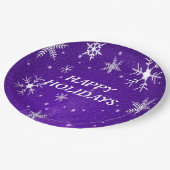 Witte Sneeuwvlokken Blauw-Paarse Backgrid Paper Bo Papieren Bordje (Gekanteld)