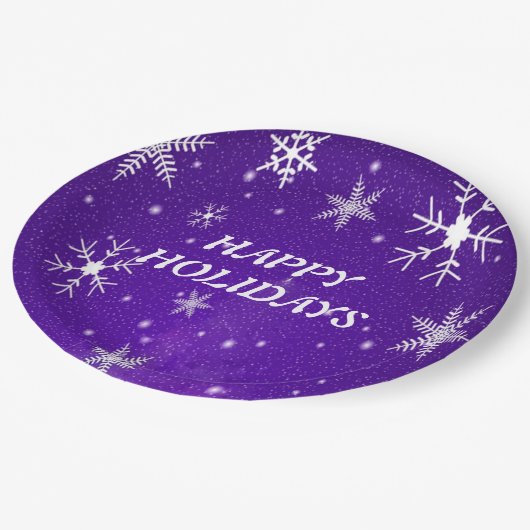 Witte Sneeuwvlokken Blauw-Paarse Backgrid Paper Bo Papieren Bordje (Gekanteld)