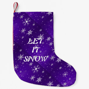 Witte sneeuwvlokken Blauw-paarse Kerststrump Kleine Kerstsok