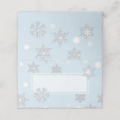 Witte sneeuwvlokken Blauwe bruiloft Gevouwen Plaat Plaatskaartje (Buitenkant ongevouwen)