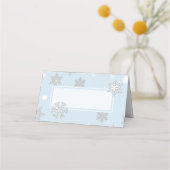 Witte sneeuwvlokken Blauwe bruiloft Gevouwen Plaat Plaatskaartje (Voorkant)