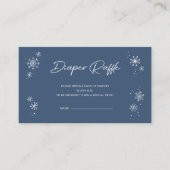 Witte Sneeuwvlokken Blauwe Luier Raffle Informatiekaartje (Voorkant)