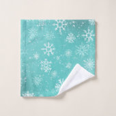 Witte sneeuwvlokken Blauwgroen Bad Handdoek (Wasdoekje)