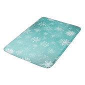 Witte sneeuwvlokken Blauwgroen Badmat (Gekanteld)