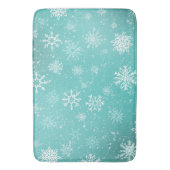 Witte sneeuwvlokken Blauwgroen Badmat (Voorkant Verticaal)