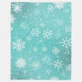 Witte sneeuwvlokken Blauwgroen Fleece Deken (Voorkant)