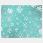 Witte sneeuwvlokken Blauwgroen Fleece Deken (Voorkant (Horizontaal))