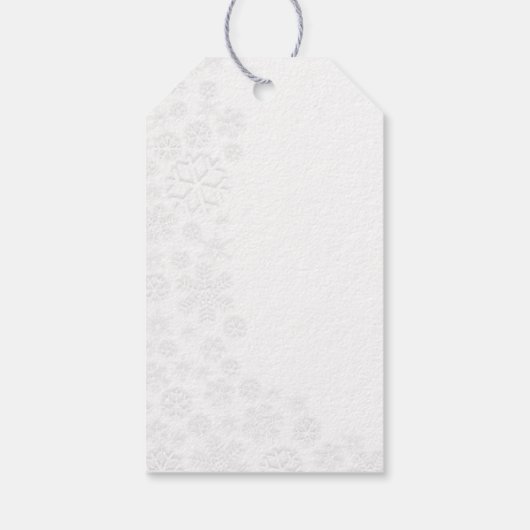 Witte sneeuwvlokken cadeaulabel (Achterkant)