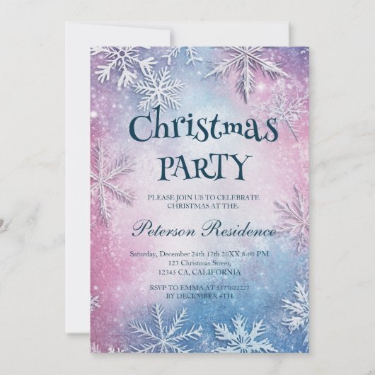Witte sneeuwvlokken Elegant kerstfeest Kaart (Voorkant)