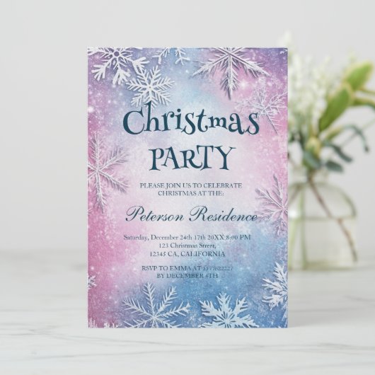 Witte sneeuwvlokken Elegant kerstfeest Kaart (Staand voorkant)