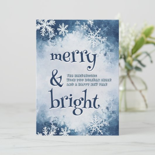 Witte sneeuwvlokken Elegant vrolijk en helder Feestdagenkaart (Staand voorkant)