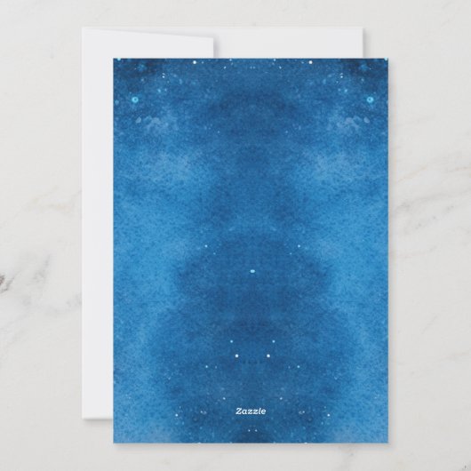 Witte sneeuwvlokken en blauw vrolijk en helder feestdagenkaart (Achterkant)