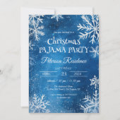 Witte sneeuwvlokken en blauwe kerstpyjama kaart (Voorkant)