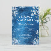 Witte sneeuwvlokken en blauwe kerstpyjama kaart (Staand voorkant)