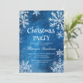 Witte sneeuwvlokken en een blauw kerstfeest kaart (Staand voorkant)